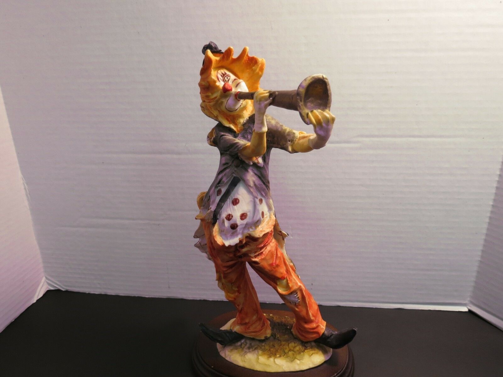 Vintage 1984 Arnart Pucci Hobo Clown Musician Art Sculpture Horn Trumpet Statue - $19.99