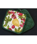FRUIT theme POTHOLDERS Set of 2 Apple Pear Cherry Green Red Kitchen NEW - £6.44 GBP