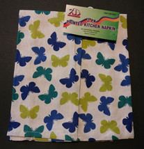 BUTTERFLY TEA TOWELS Set of 2 Blue Green Butterflies Kitchen Towel NEW