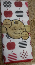 MICROFIBER KITCHEN TOWEL Red Apple Hearts Dish Cloth Fruit NEW