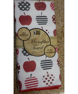 MICROFIBER KITCHEN TOWEL Red Apple Hearts Dish Cloth Fruit NEW - £2.74 GBP