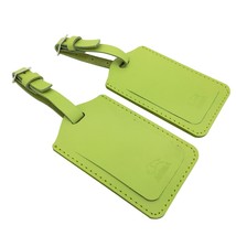 AVIMA® Premium 100% Genuine Handcrafted Leather Luggage Bag Tag 2 Piece - Yellow - £8.27 GBP