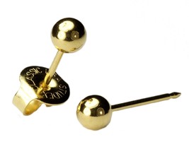LONG POST Ear Piercing Earrings Gold 4mm Round Ball Studs Studex System 75 Hypoa - £12.67 GBP
