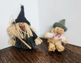 Primitive Miniature Dollhouse Halloween Decoration Straw Witch Scarecrow... - £14.84 GBP