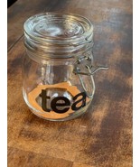 Triomphe 3/4 Liter Tea Clear Glass Jar Wire Bail Clamp Gaskets Black Let... - £14.08 GBP