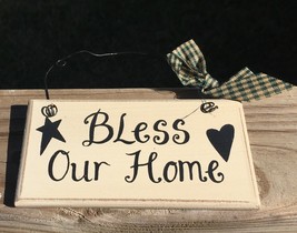 32901B - Bless Our Home  Primitive Wood Sign  - £2.35 GBP