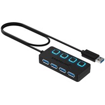Sabrent 4-Port USB Hub, USB 3.0 Fast Data Hub with Individual LED Power Switches - £19.97 GBP
