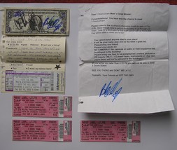 3 DOORS DOWN 7 ITEMS AUTOGRAPHED DOLLAR PLUS DECK THE HALL BALL TICKET S... - $125.00