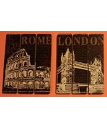 London Rome Wooden Plaque 2-pc Set 9x7 Sign Wood Wall Art NEW - £9.58 GBP