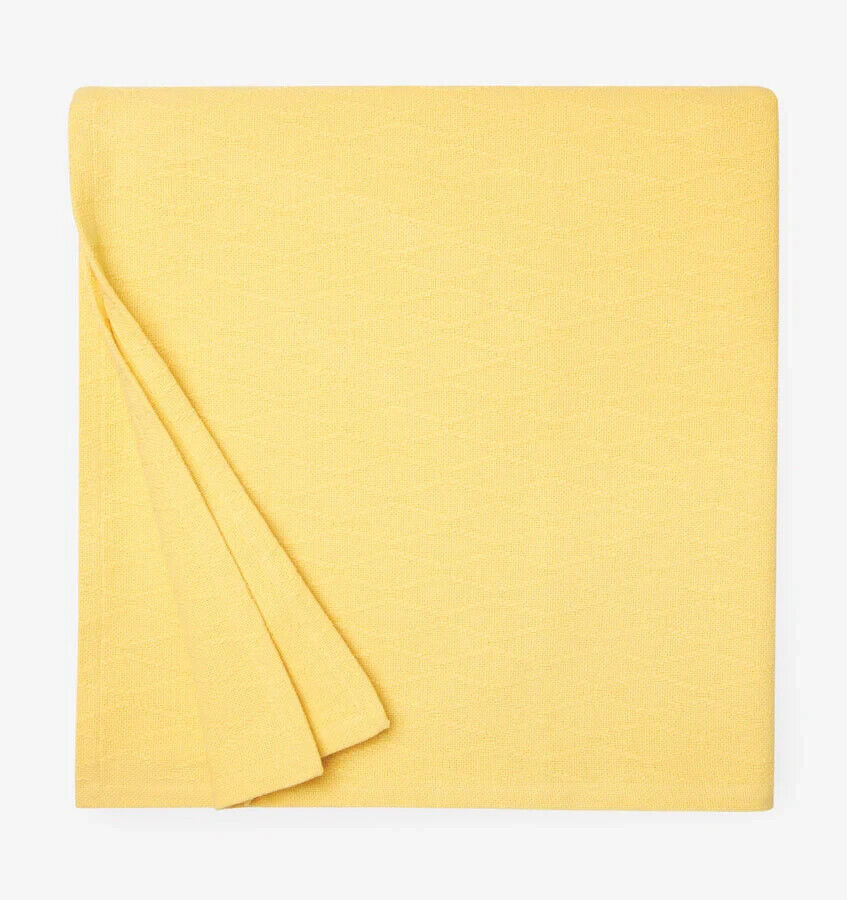 Sferra Cetara Yellow Queen Blanket Solid Textured Knotted Weave 100% Cotton NEW - $120.00