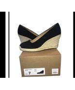 J Crew Women&#39;s Wedge Canvas Espadrille Size 7.0 Jute Round Toe 3.5&quot; Heel... - $90.78 CAD