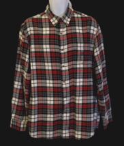 Chaps Mens Performance Plaid Flannel Shirt Size L/G Long Sleeve Red Blac... - £7.87 GBP