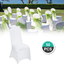 VEVOR 50pcs Chair Covers White Stretch Spandex Wedding Party Event Banqu... - $131.99