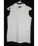 Lands End Women&#39;s Sleeveless Mesh Polo Print White Deep Sea Anchor New - $378.80 MXN