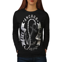 Wellcoda Anchor Your Soul Slogan Womens Long Sleeve T-shirt, Deep Casual Design - £18.86 GBP