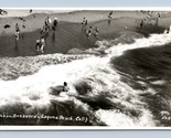 RPPC Beach View Ocean Breakers  Laguna Beach California CA UNP Postcard ... - $10.84