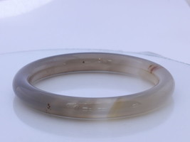 58.4 mm Smoky Quartz Agate Carved Untreated Stone Bangle Bracelet 7.22 inch - £32.09 GBP