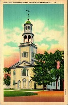 Vecchio Primo Congregazionale Chiesa Bennington Vermont VT Unp Lino Cartolina E6 - £3.15 GBP