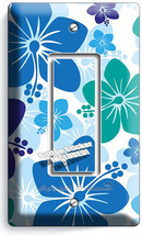 Blue Hawaiian Hibiscus Flowers Single Gfi Light Switch Plate Cover Bedroom Decor - £8.78 GBP