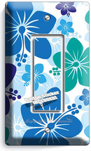 Blue Hawaiian Hibiscus Flowers Single Gfi Light Switch Plate Cover Bedroom Decor - £8.50 GBP