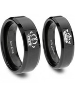 COI Tungsten Carbide King Queen Wedding Band Ring - TG4552  - £31.37 GBP