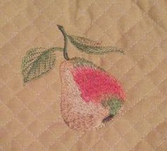 OVEN MITT POTHOLDER SET 2-pc with Embroidered Pear Fruit Yellow Green image 3