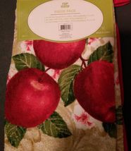 APPLE KITCHEN SET 3-pc Towel Potholder Mitt Red Country Fruit Flowers NEW image 5