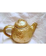 Ceramic Gold Teapot with Azure Blue Interior - £11.99 GBP