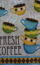 Kitchen Towels, Set of 2 "Fresh Coffee" Cafe Cups Terry Cotton Bistro image 3