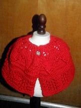 Hand Knit  Red  Lacey Shawl for Popular 18&quot; Soft Body Dolls such as AG, Goetz - £11.88 GBP