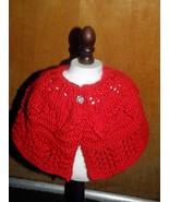 Hand Knit  Red  Lacey Shawl for Popular 18&quot; Soft Body Dolls such as AG, ... - $285.11 MXN