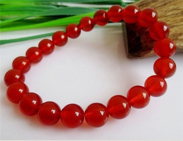 Stretchy 22 8mm Red Agate Gemstone Prayer Beads Meditation Wrist Mala Br... - $7.15