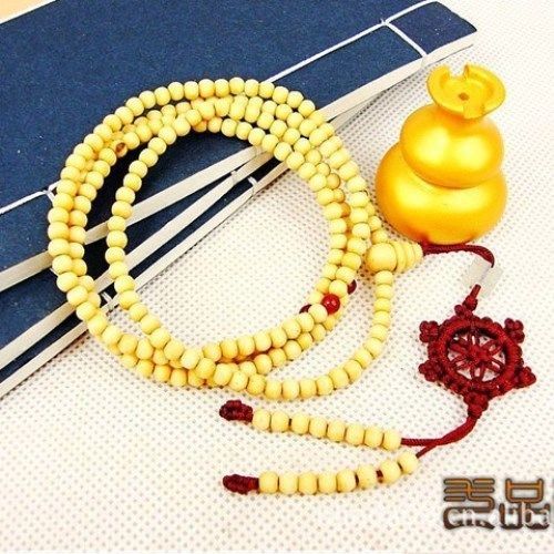 Fragrant 216 6X5mm White Wood Prayer Beads Dharma Wheel Mala Necklace/Br... - $7.15