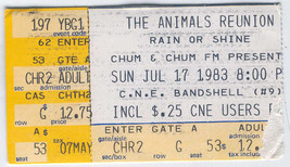 Animals 1983 Ticket Stub Eric Burdon Toronto CNE Bandshell + 2014 Kingst... - $14.75