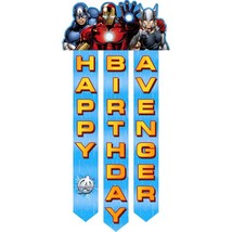 Avengers Assemble Happy Birthday Streamer Banner Party Supplies 48&quot; Long... - £6.12 GBP