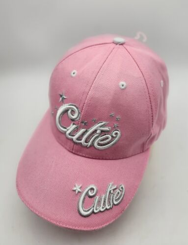 Womens Adult Adjustable Embroidered Ball Cap Hat - CUTIE - Pink  - NEW - $7.99