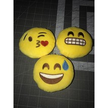 Emoji Keychain Plush Yellow 3&quot; Pillow Small 3 Different Variations Backp... - $9.74