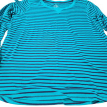 Made For Life Aqua Stripped Blue Pullover Long Sleeve Top Size XXLT Womens - £14.65 GBP