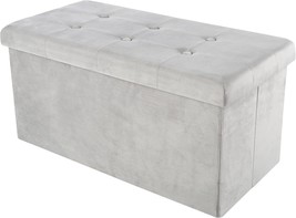 Gray Velvet Tufted Storage Ottoman, Lavish Home. - $971.71 MXN