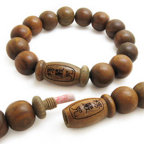 Long 12mm Green Sandalwood Mantra Scroll Mala Bracelet w Scriptural mass... - $3.67