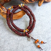Delicate Tibetan 108 8*3mm Red Sandalwood Prayer Beads VAJRA Dorje Mala ... - $7.39