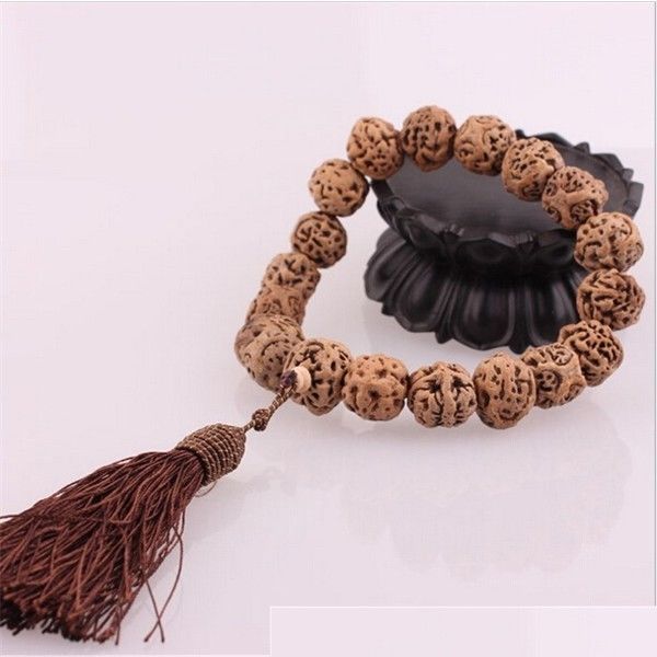 Huge Tassel Big 19 Old Raw Dragon Eye Bodhi Seed Prayer Beads Mala Rosar... - $6.46