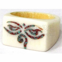 Tibetan Delicately Carved Buddha Eye Cloisonne Engraved Yak Bone Amulet ... - $6.00