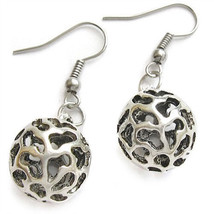 Beautiful White Copper Hollow Out Round Ball Shaped Charm Dangle Earrings - $3.21