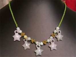 Adjustable Beaded Silk Knots Delicate Carved Jadeite Jade 5-Star Dangle ... - $14.21
