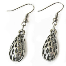 Beautiful White Copper Hollow Out Teardrop Shaped Charm Dangle Earrings - $3.55