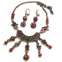 Colorful Leaf S Plate Austrian Crystal Beaded Dangle Necklace Earrings Set - $8.96