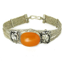 Unique Vintage Tibetan 925 Silver Plated Copper Wire Big Beeswax Amber B... - $7.97