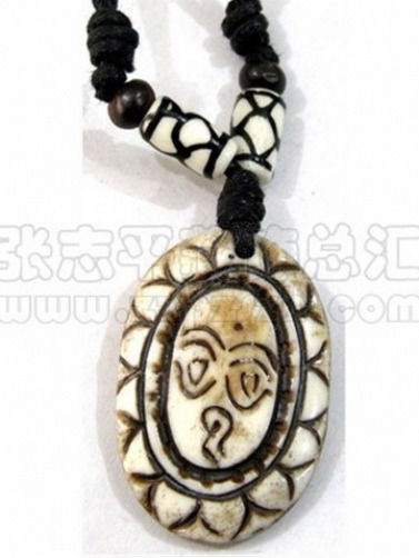 Tibetan Yak Bone Spiral Weaving Beaded Carved Buddha Eye Amulet Pendant ... - $4.60
