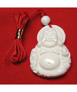 Tibetan Delicately Carved Deep Sea Tridacna Happy Buddha Pendant -w string cord - $9.86